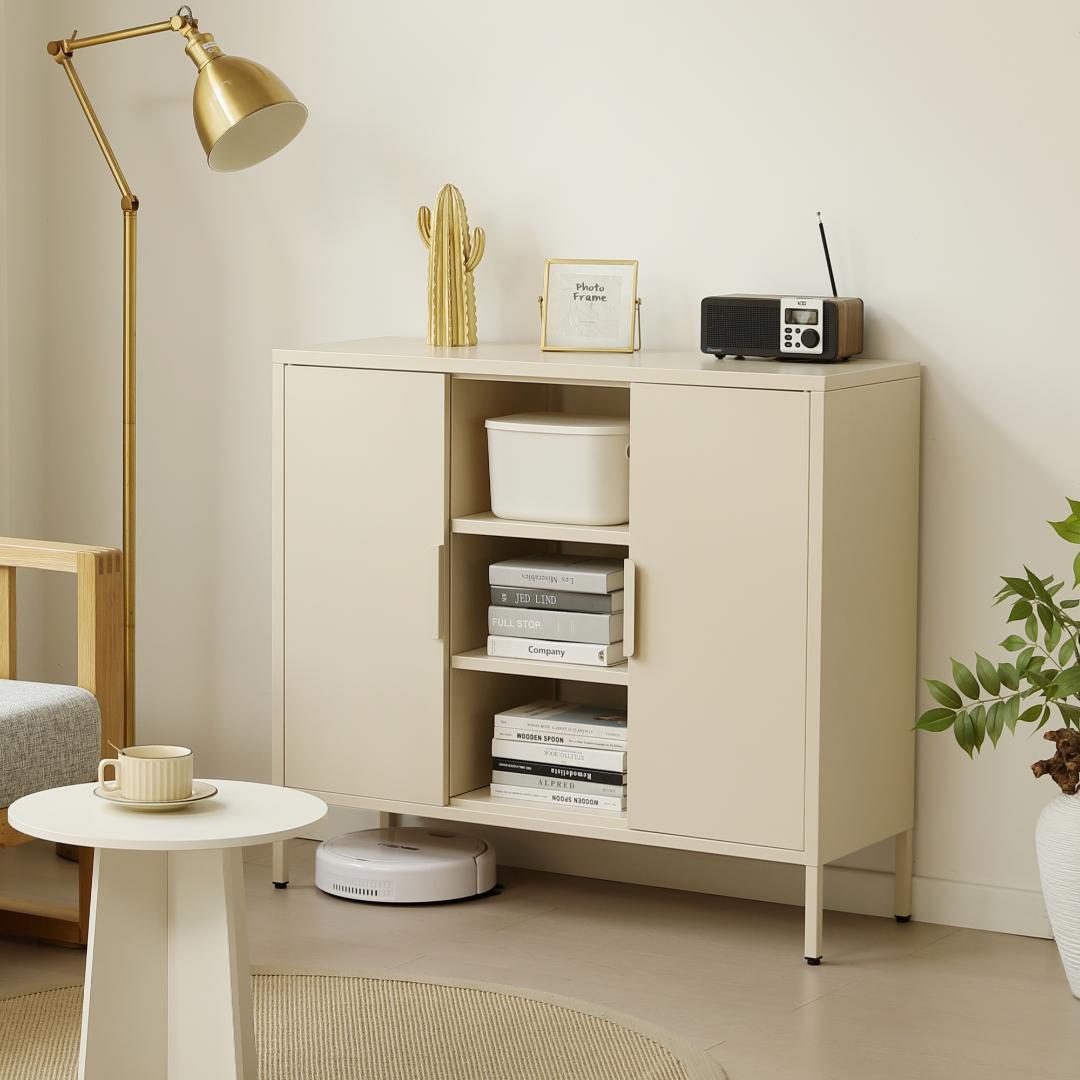 キャビネット サイドボード メタル 金属製 扉付き テレビ台 収納棚 リビング用