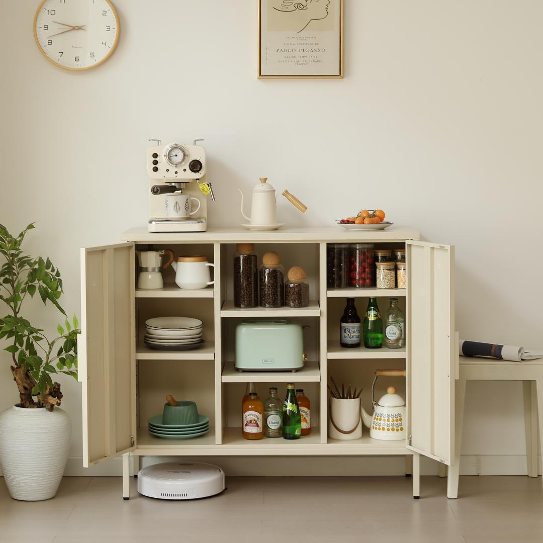 キャビネット サイドボード メタル 金属製 扉付き テレビ台 収納棚 リビング用