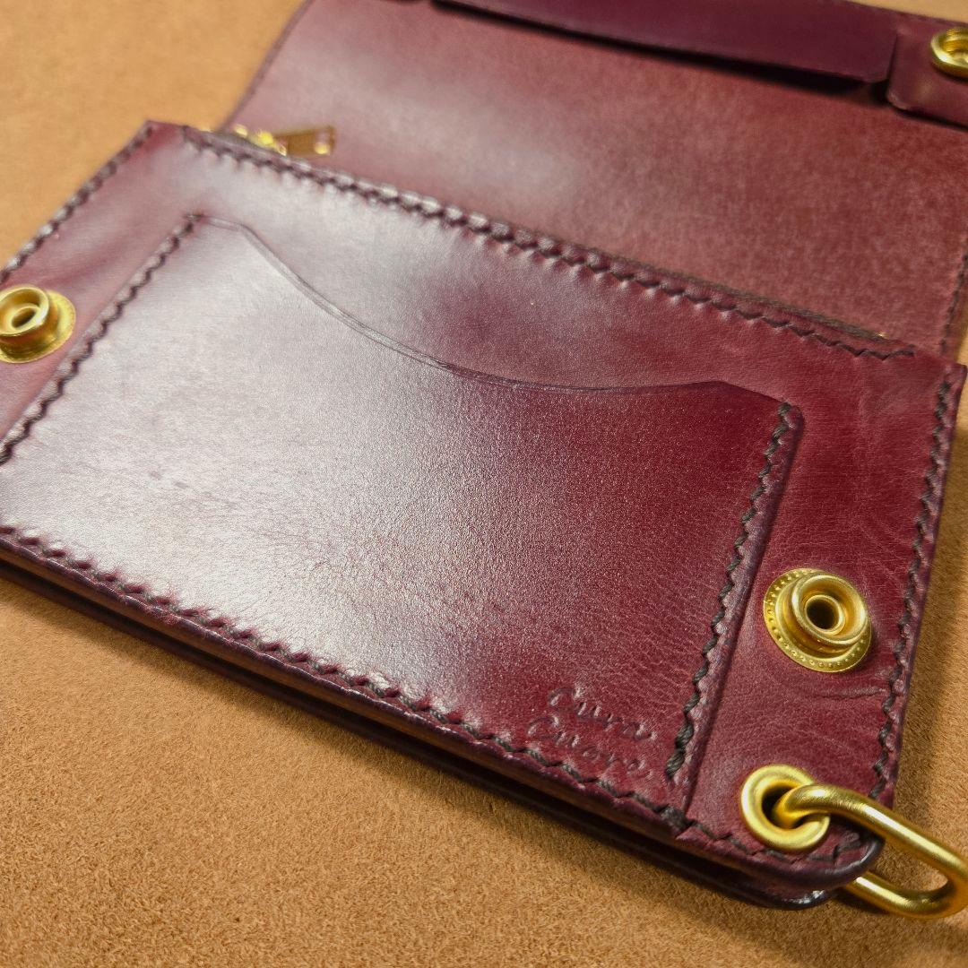 265 ミドル トラッカーウォレット イタリアンレザーTEXAS【ワインレッド