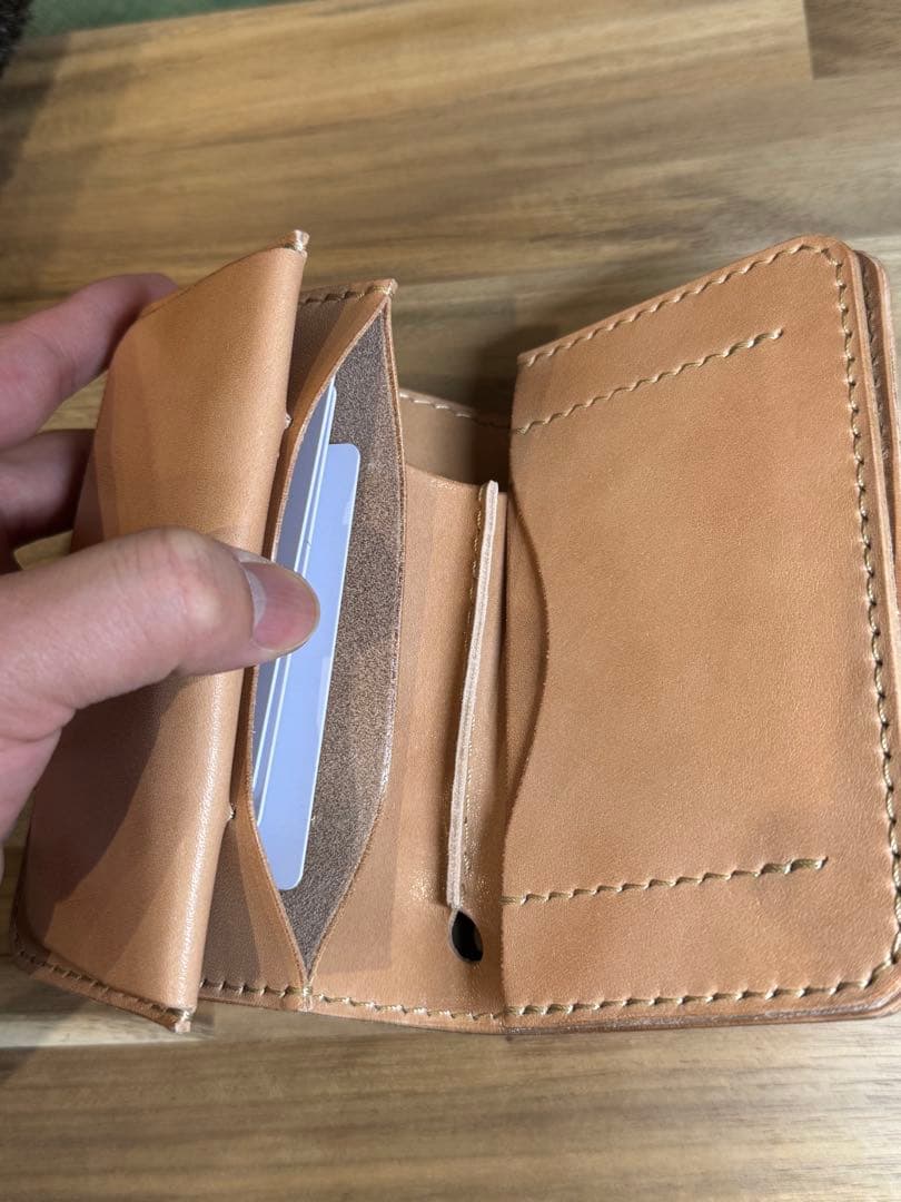 本革 栃木レザー ミドルウォレット 二つ折り財布 ハンドメイド