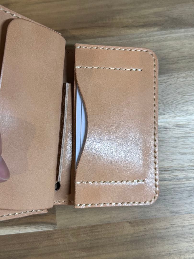 本革 栃木レザー ミドルウォレット 二つ折り財布 ハンドメイド