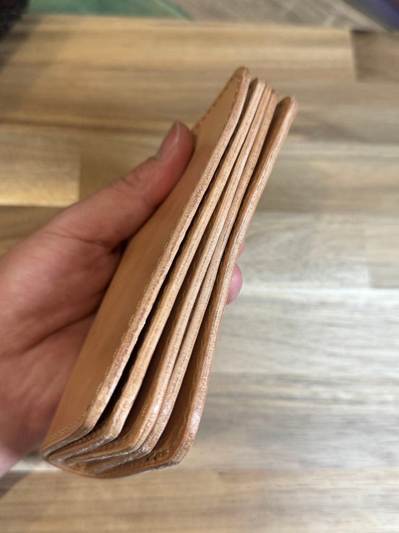 本革 栃木レザー ミドルウォレット 二つ折り財布 ハンドメイド