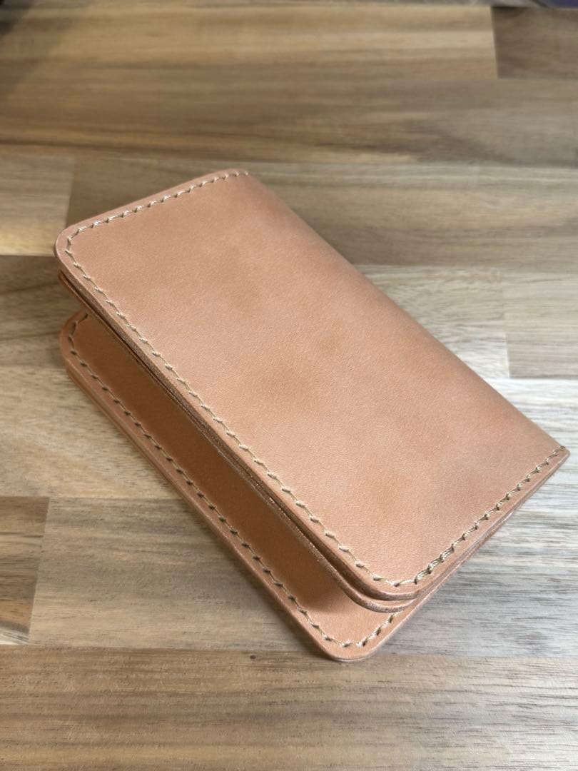 本革 栃木レザー ミドルウォレット 二つ折り財布 ハンドメイド