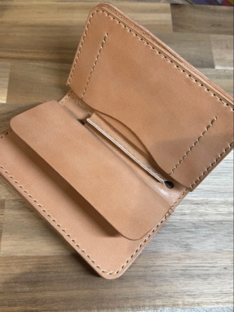 本革 栃木レザー ミドルウォレット 二つ折り財布 ハンドメイド