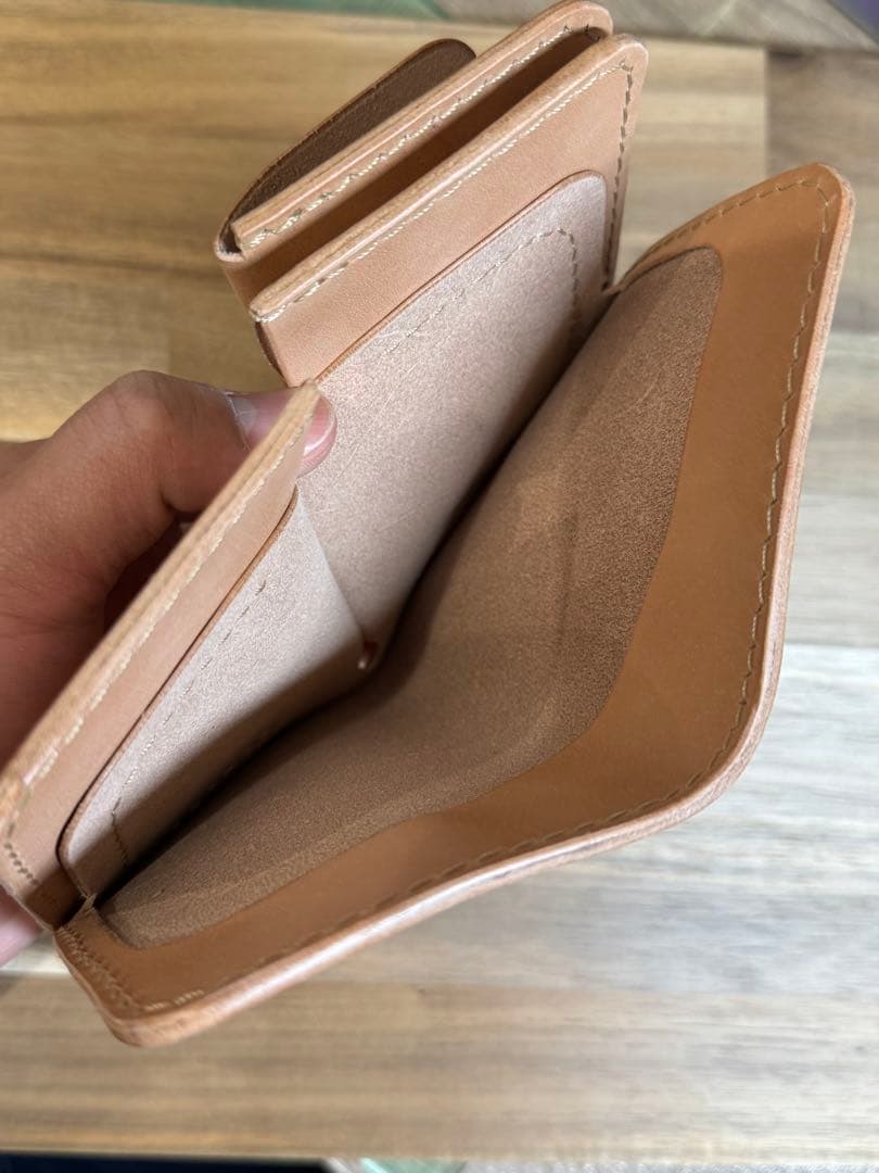 本革 栃木レザー ミドルウォレット 二つ折り財布 ハンドメイド
