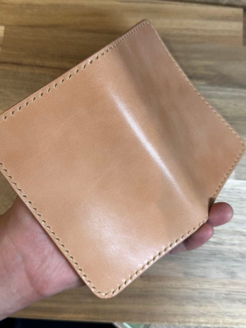 本革 栃木レザー ミドルウォレット 二つ折り財布 ハンドメイド
