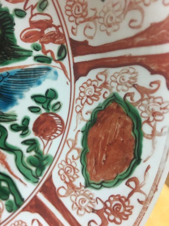 古美術 大皿 明時代 色絵 飾皿 唐物