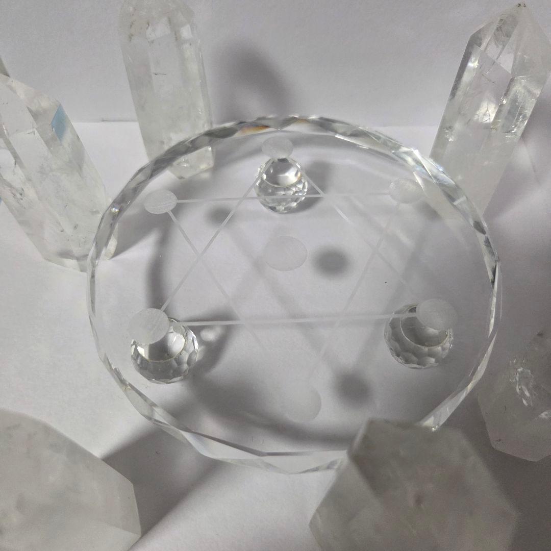 水晶　六角ポイント　ブラジル産　台付き　6本　天然石　クリスタル