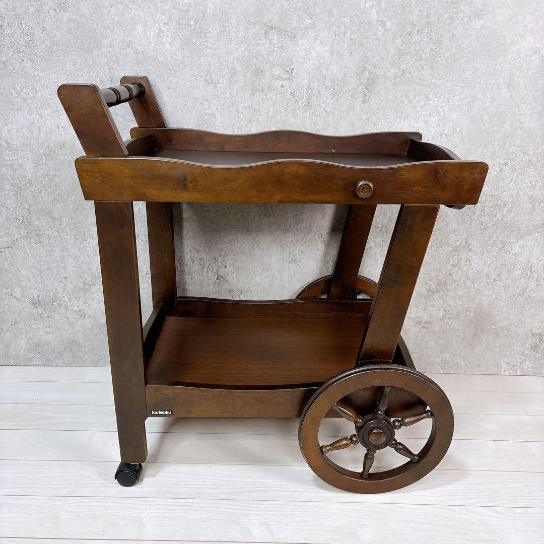 美品 karimoku カリモク キッチンワゴン 車輪 コロニアル アンティーク