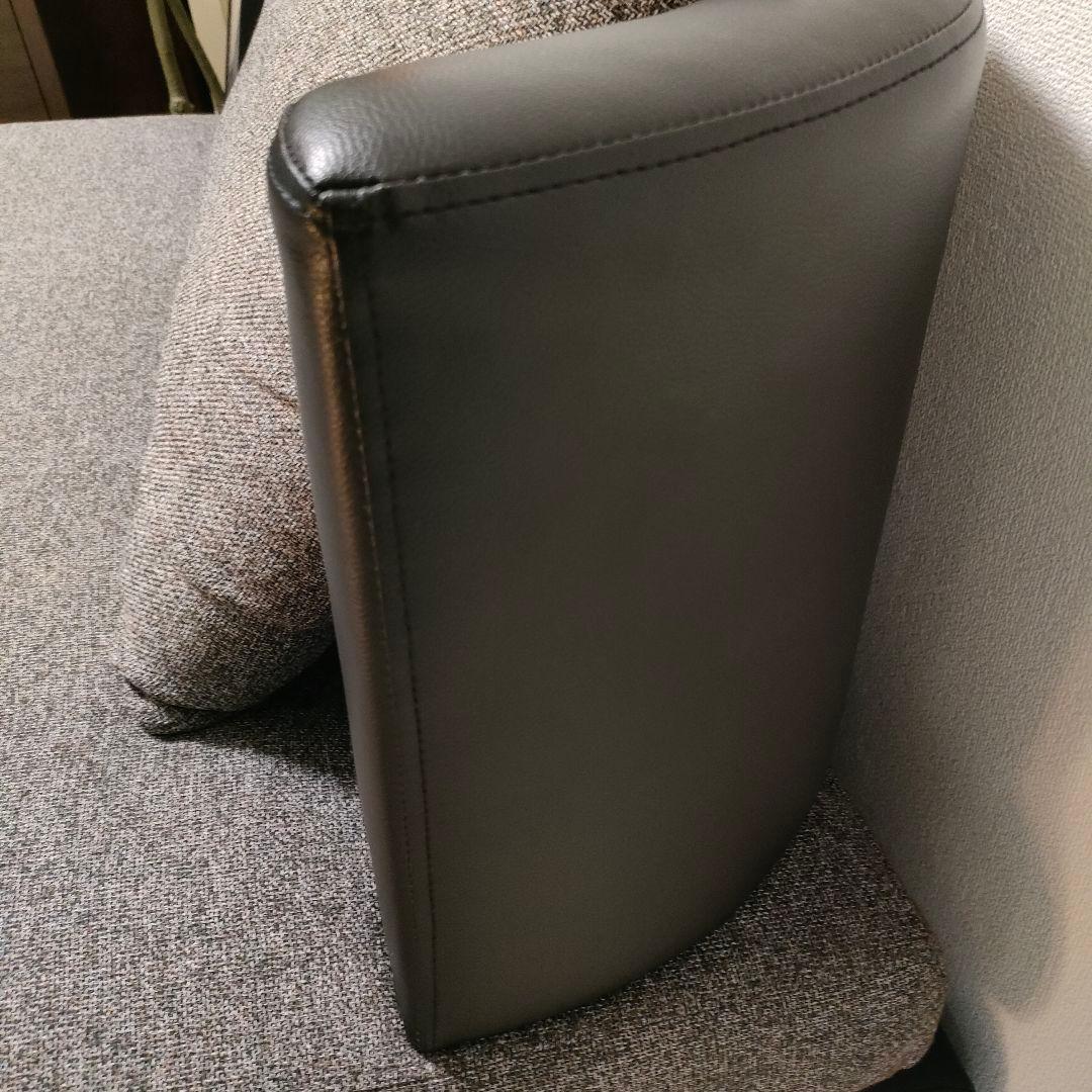 上質モダン 2人掛けソファ グレー×ブラックレザー調