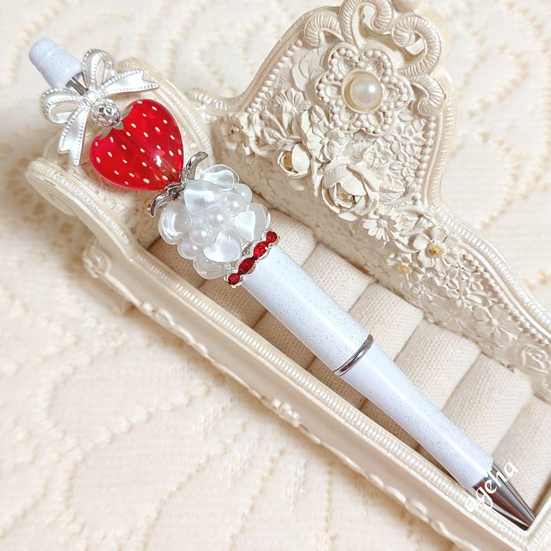 sale‼️N4206 カスタムボールペン いちごビーズ ショートケーキ
