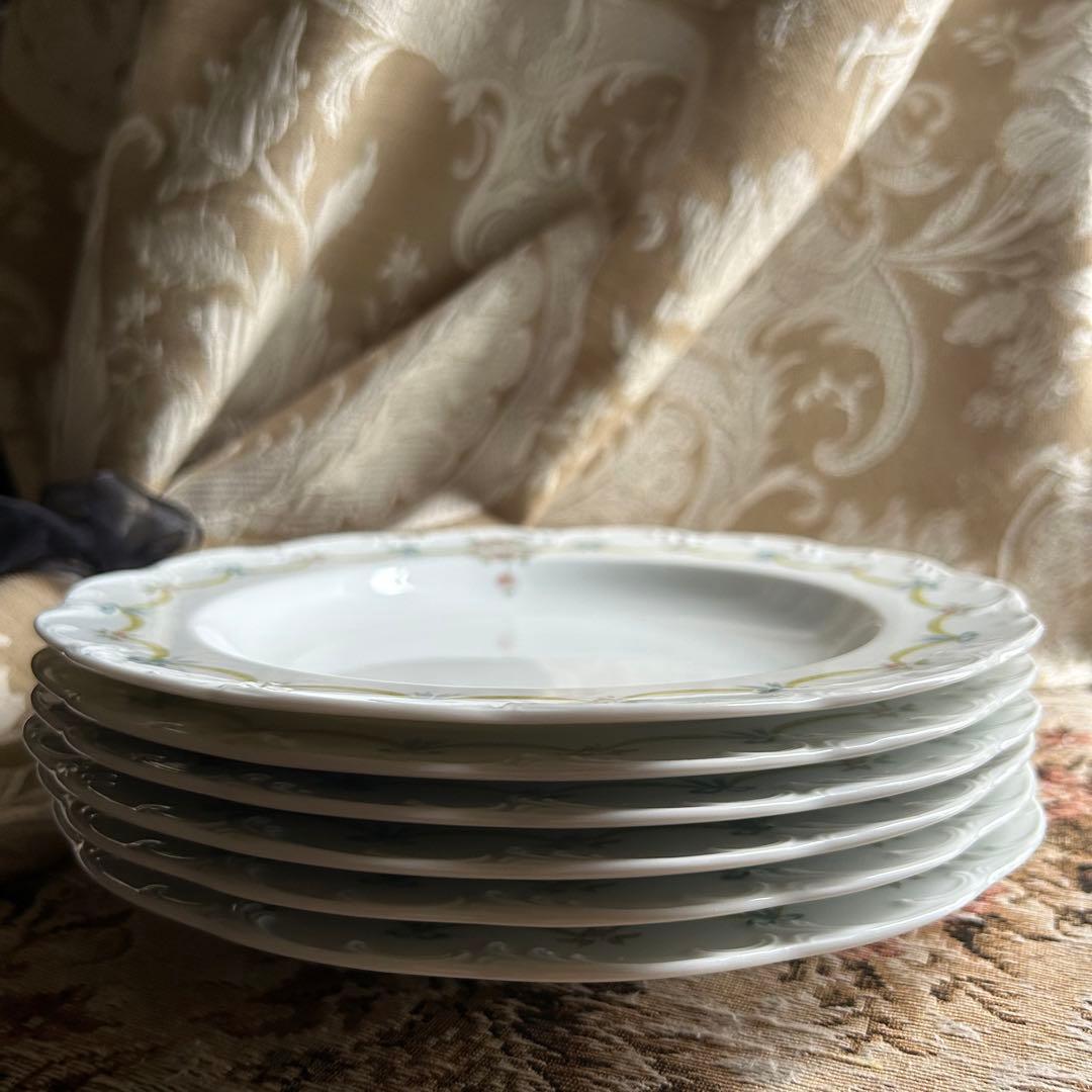 ドイツ製ROSENTHAL可憐なリボンガーランド ホイップレリーフディッシュ6枚