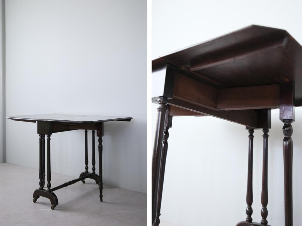 英国アンティーク木製ゲートレッグテーブル/ダイニング机/バタフライ(89-276