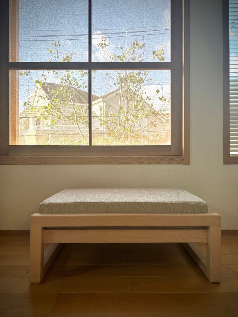 オットマン/玄関スツール　木製ホワイトメープル