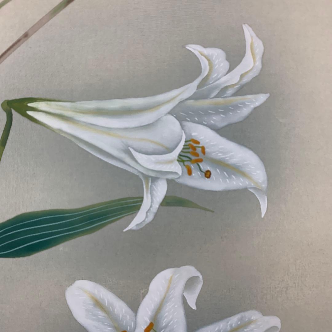 美品 掛け軸 野田雪邨作 百合図 共箱 年中掛け - メルカリ