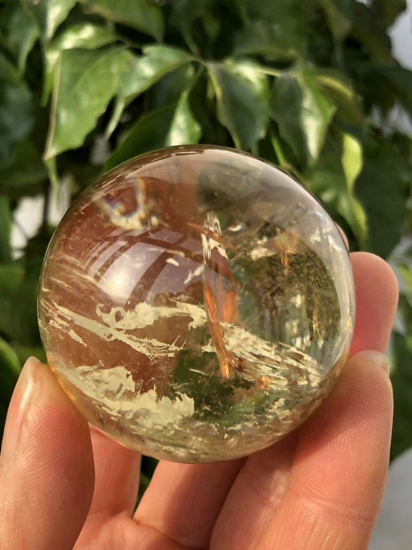天然石 ブラジル産❣️シトリンのスフィア　丸玉　置物YH063G.293