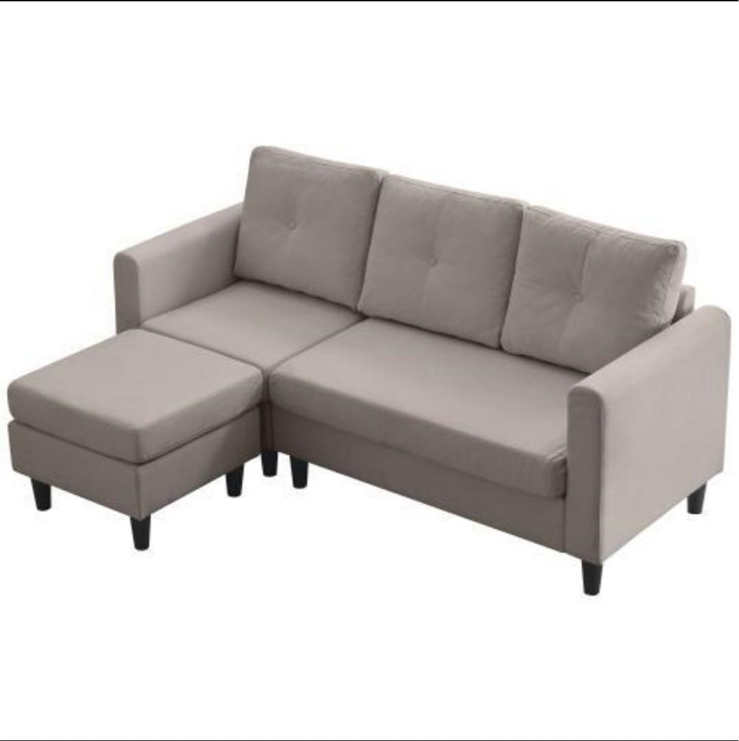 ソファー l字 カウチソファ レイアウト自由幅170㎝ おしゃれ ベルベット調