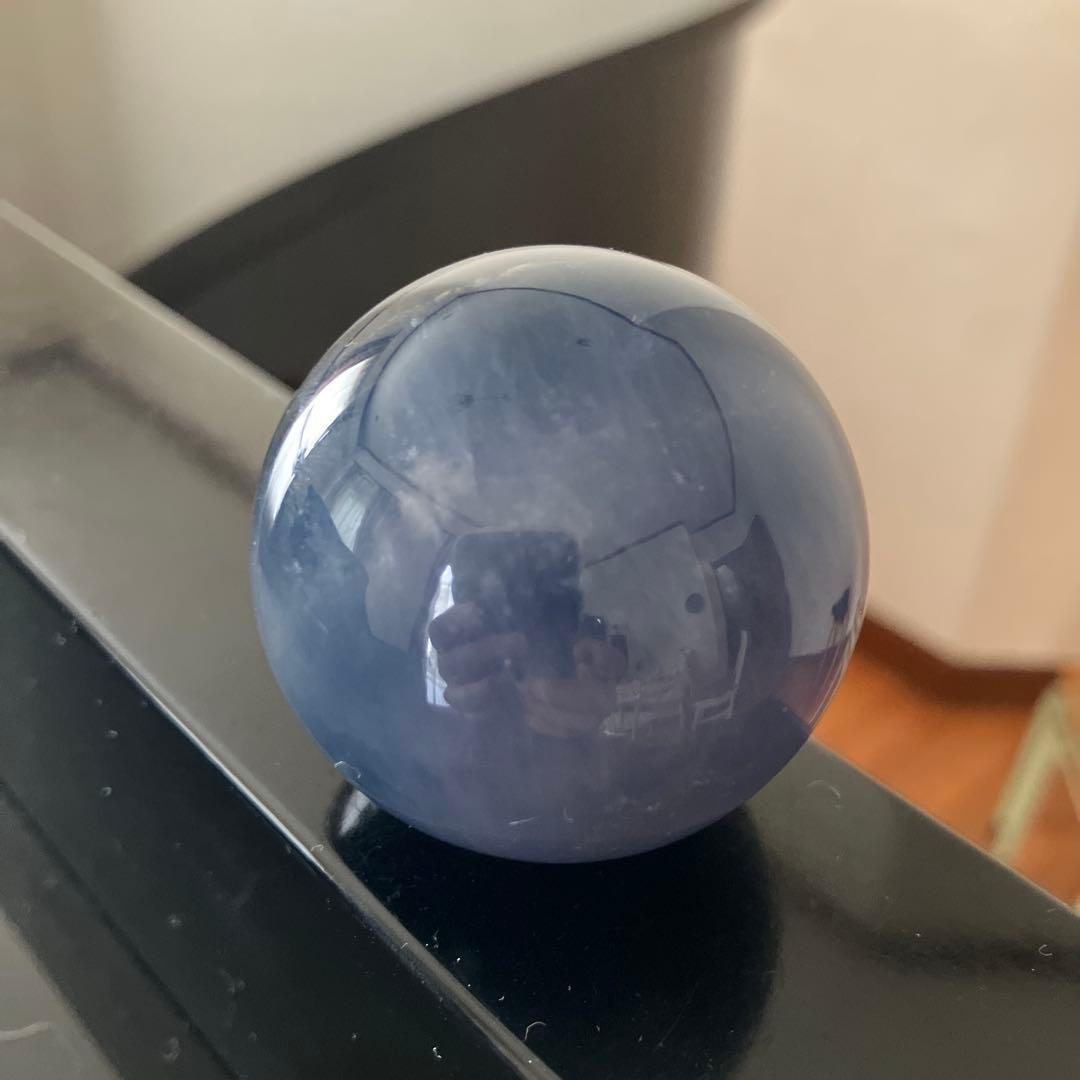 はち。さま専用マイカ入り！ブルーフローライト　スフィア　天然石置物　C204