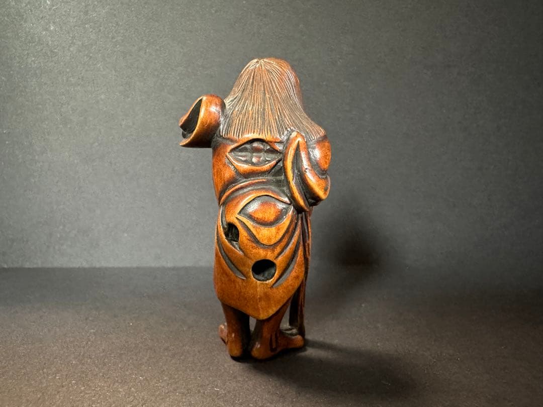 【根付(netsuke)】人物の根付　木製　江戸時代