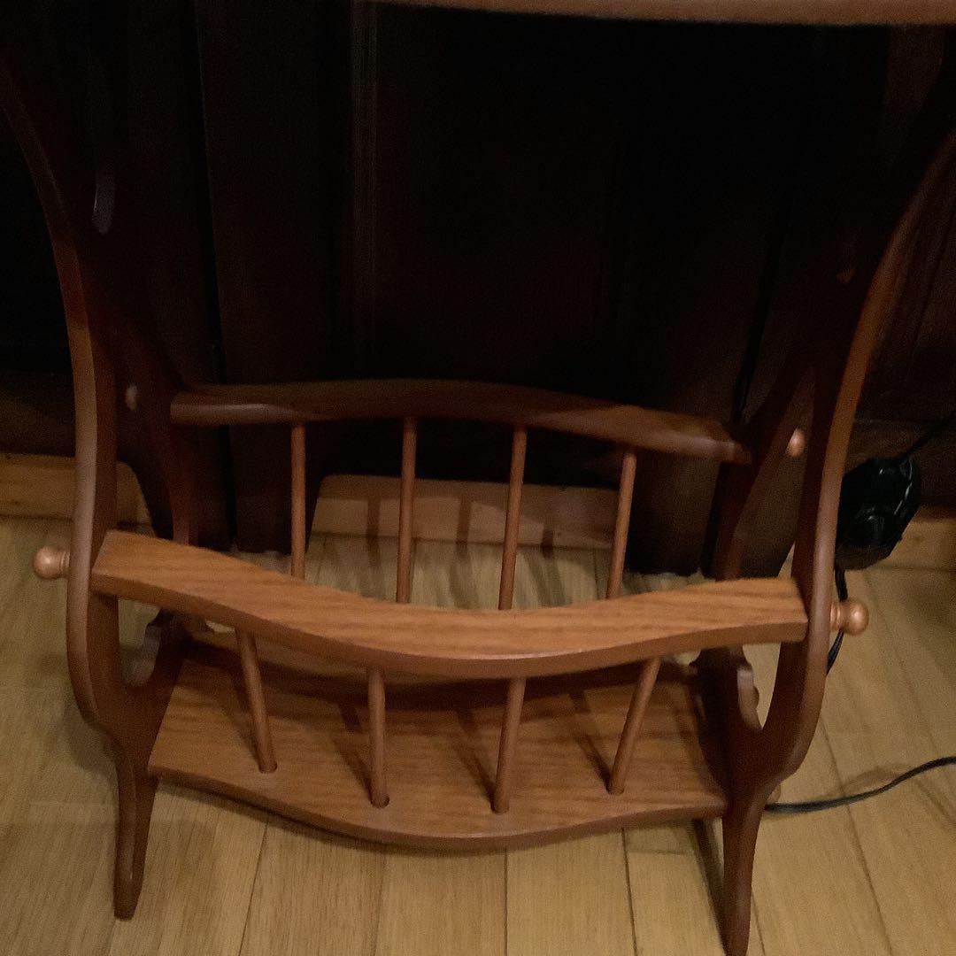 昭和レトロ　家具　木製　照明付き テーブル付き マガジンラック　サイドテーブル