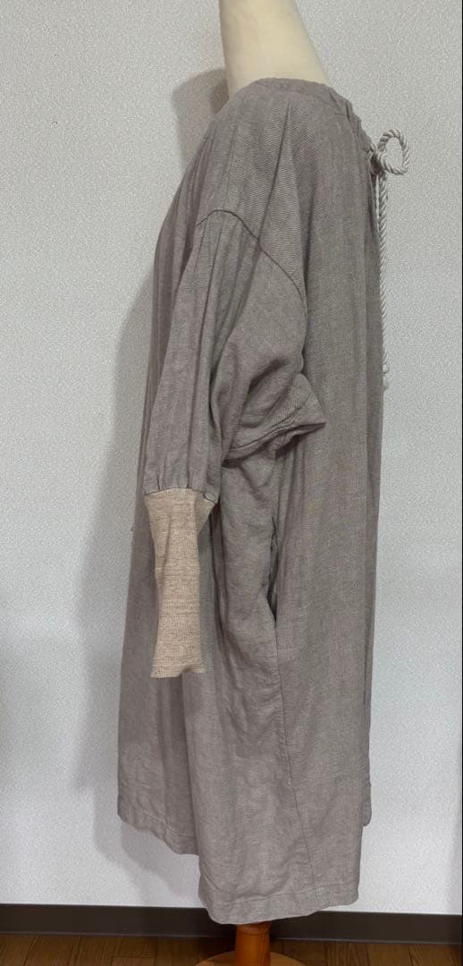 ★カポック★kapoc★SACK★割烹着★リネン ★エプロン★2way★ベージュ