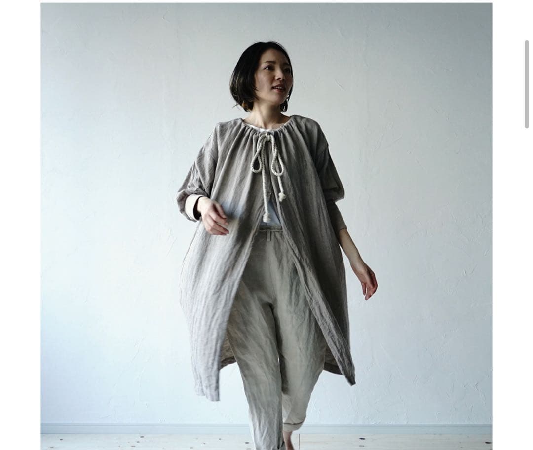 ★カポック★kapoc★SACK★割烹着★リネン ★エプロン★2way★ベージュ