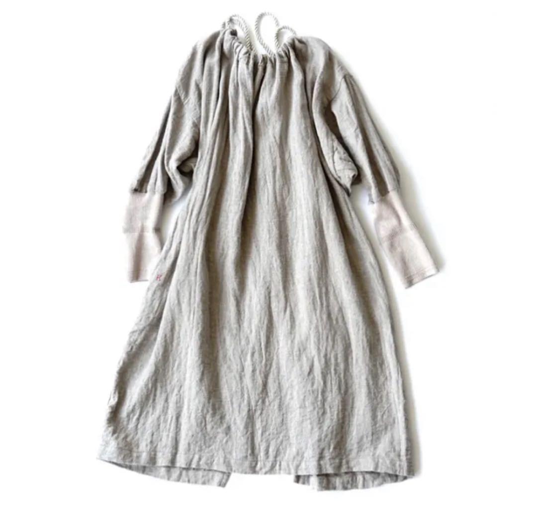 ★カポック★kapoc★SACK★割烹着★リネン ★エプロン★2way★ベージュ