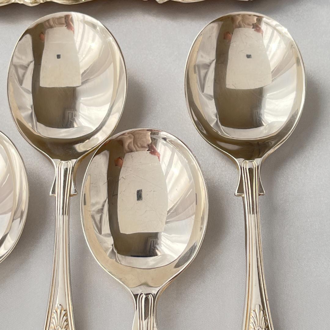 【英国】 キングスパターン コンソメスプーン 6本【シルバープレート】