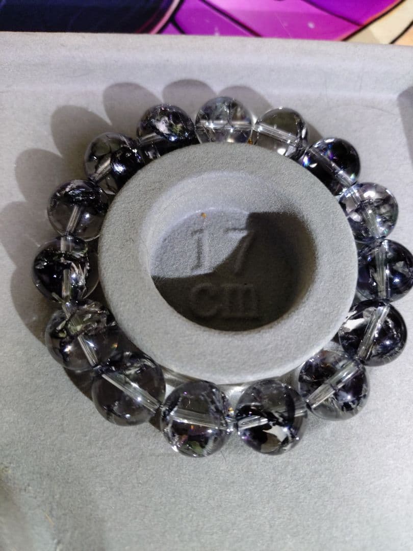 マダガスカル産 グラファイトインクォーツ ブレスレット エレスチャル水晶