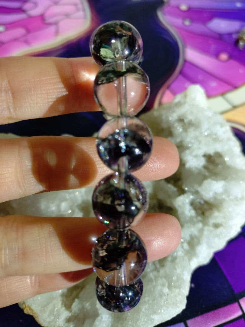 マダガスカル産 グラファイトインクォーツ ブレスレット エレスチャル水晶