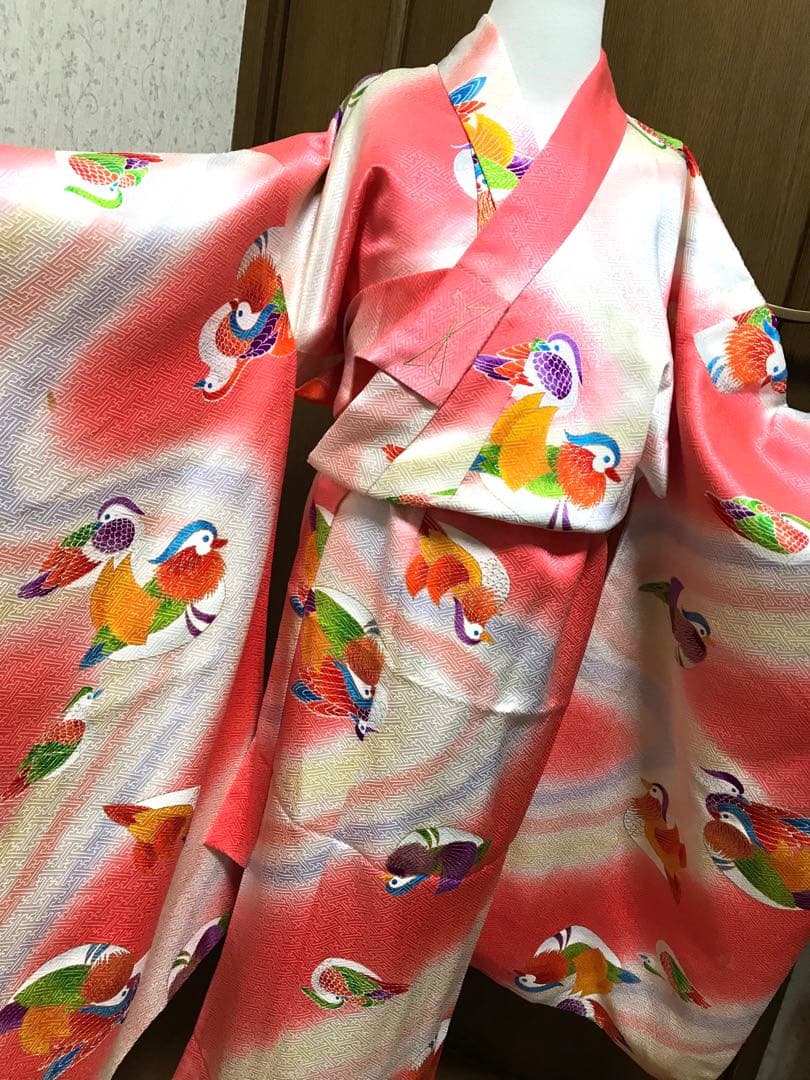 七五三着物　女の子　正絹　姉妹2枚セット‼️仲良しオシドリ❤️5歳7歳　　1歳2歳