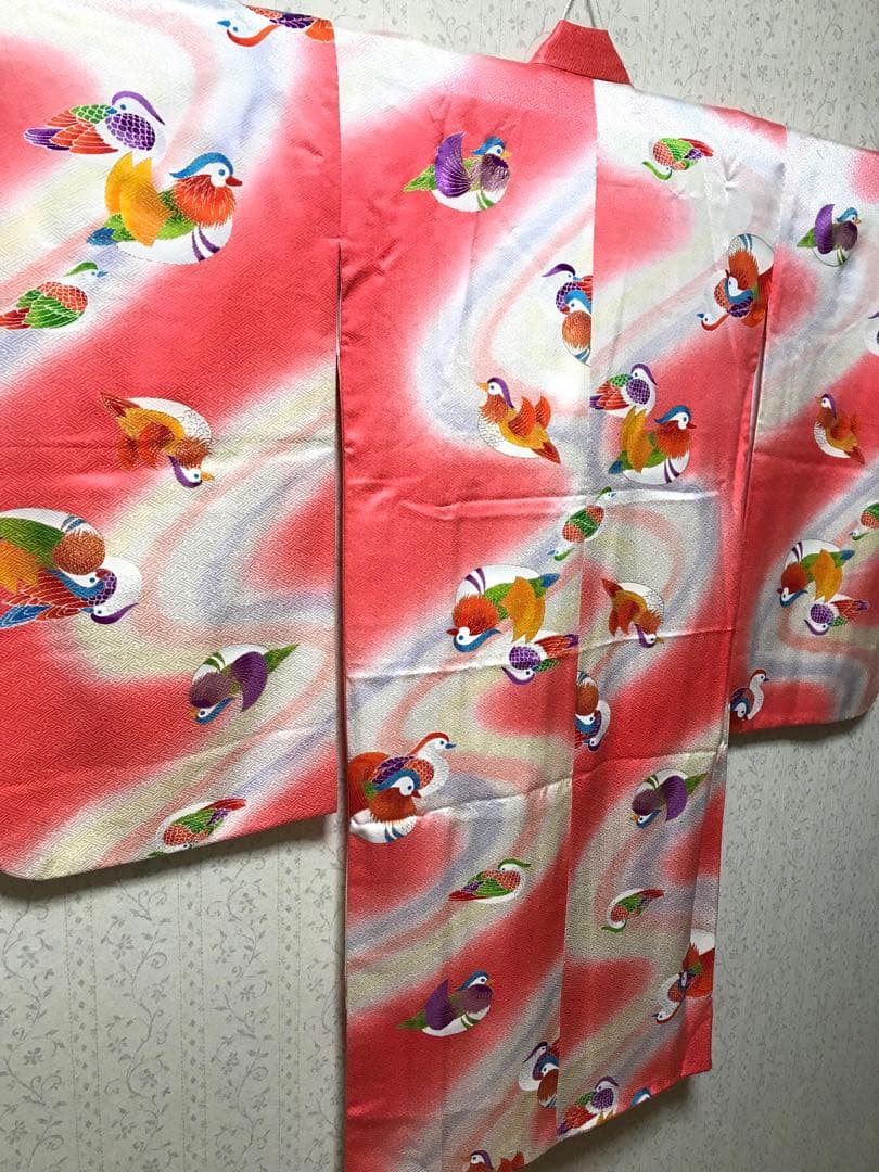 七五三着物　女の子　正絹　姉妹2枚セット‼️仲良しオシドリ❤️5歳7歳　　1歳2歳