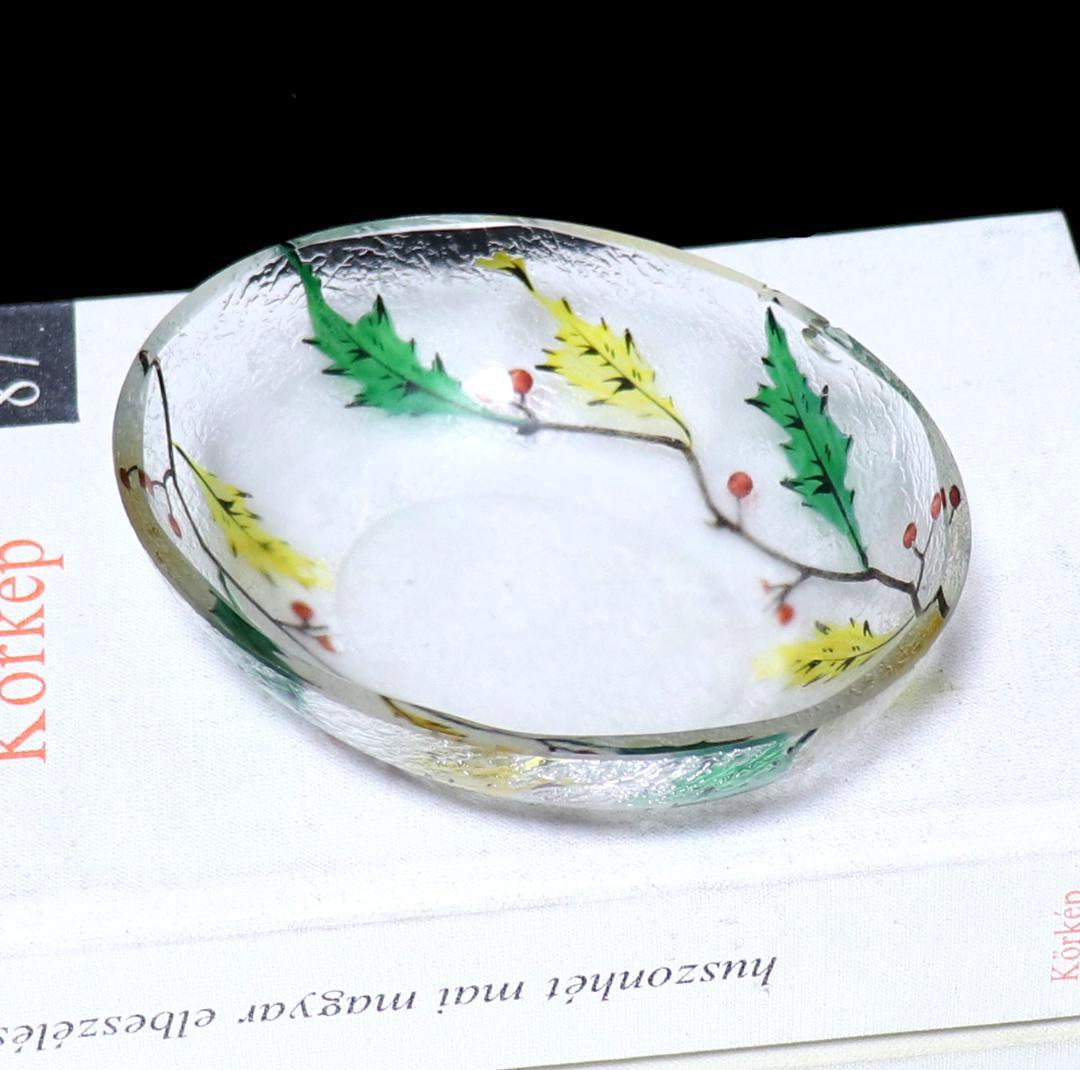 オールド・バカラ 美術館級 多色エナメル×アシッドエッチング 楕円型