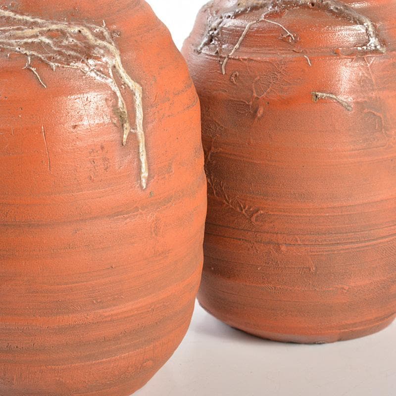 備前焼　新備前　珍壺　徳利　一対　銘「雪柳」　極め箱　C　6081