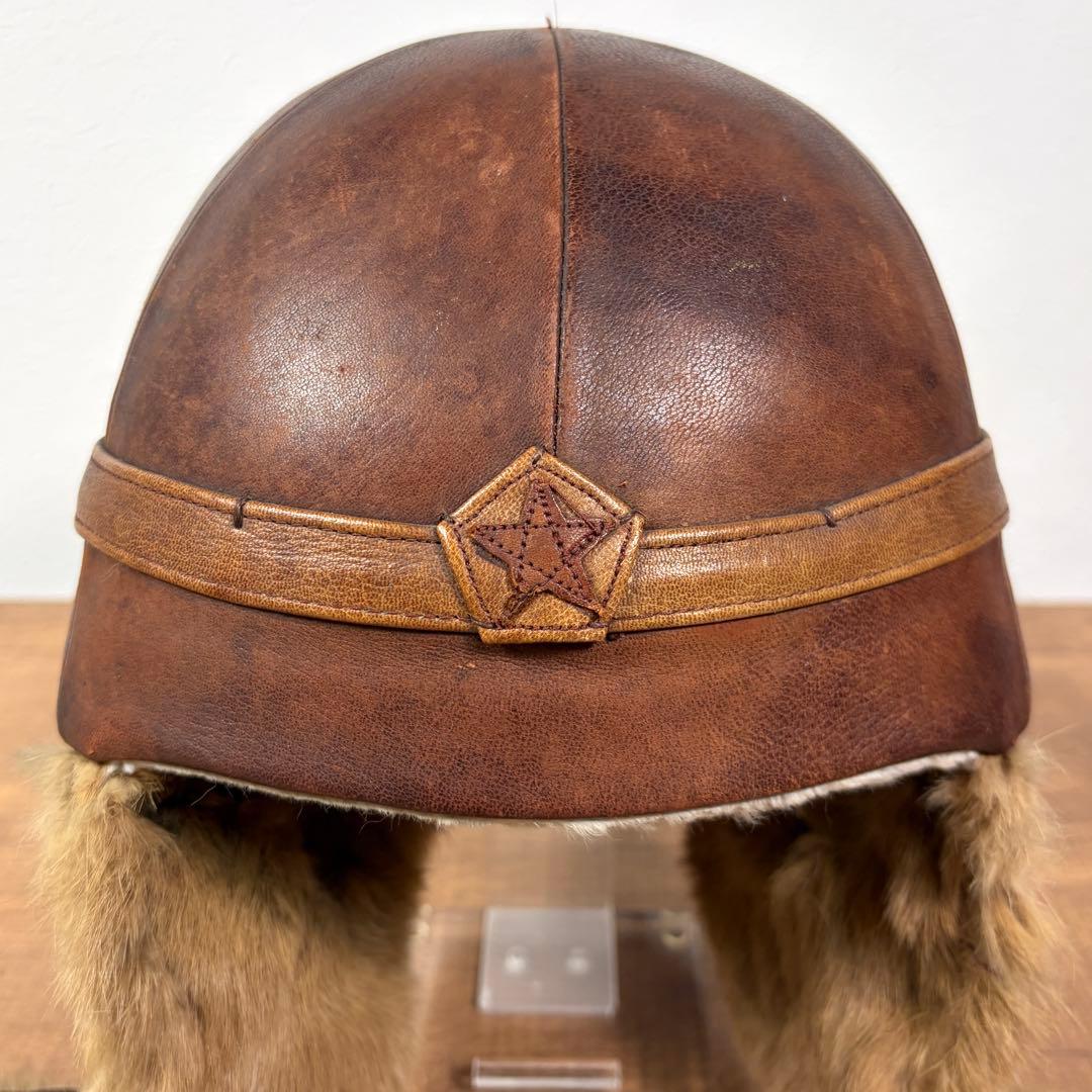 貴重 当時物 実物 旧日本陸軍 戦車帽 防寒型 冬様 革製 日本軍 ヘルメット