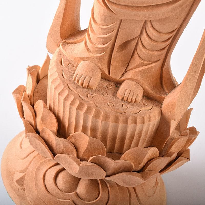 仏教美術　木彫　観音菩薩像　仏像　置物　木箱付　C　7604C
