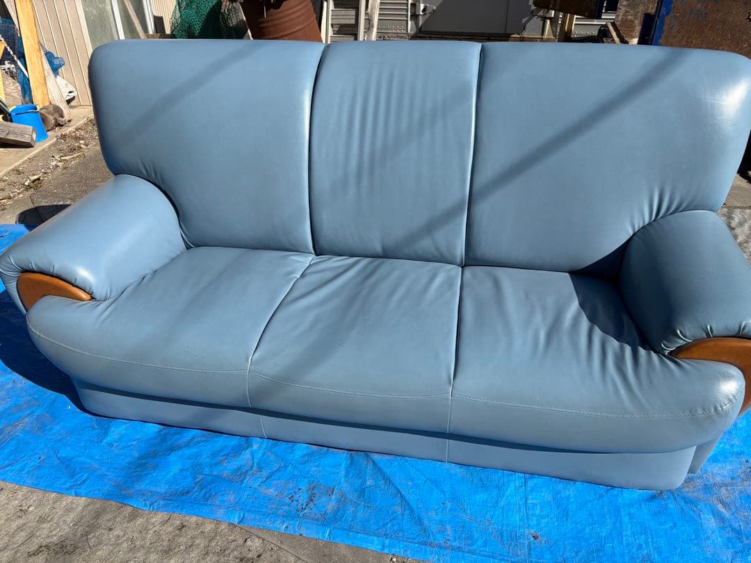 3人掛け　ソファー　ブルー　中古　引取り限定