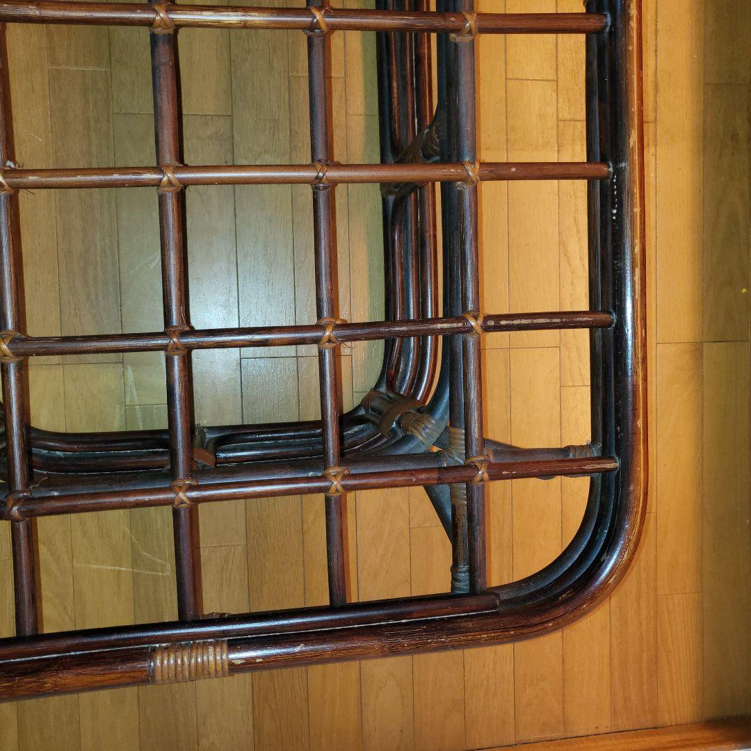 ラタンテーブル　ガラステーブル　大型 センターテーブル　ラタン　ローテーブル