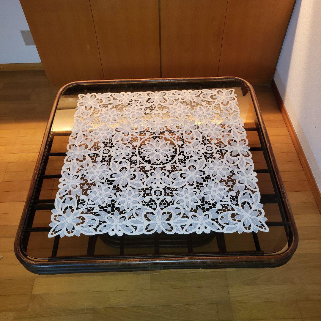 ラタンテーブル　ガラステーブル　大型 センターテーブル　ラタン　ローテーブル