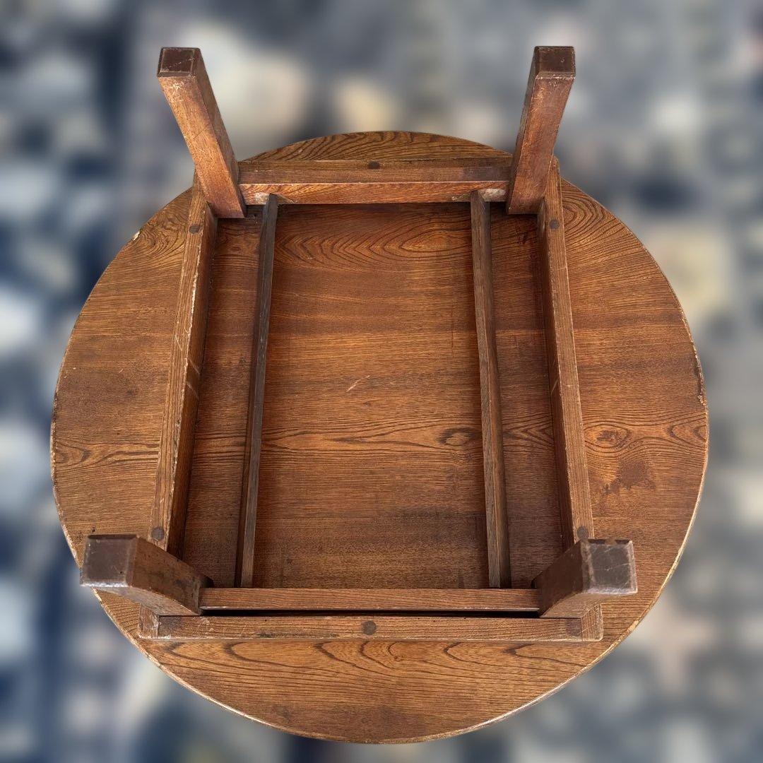 木製ちゃぶ台　折りたたみ　直径57㎝高さ20㎝　アンティーク家具