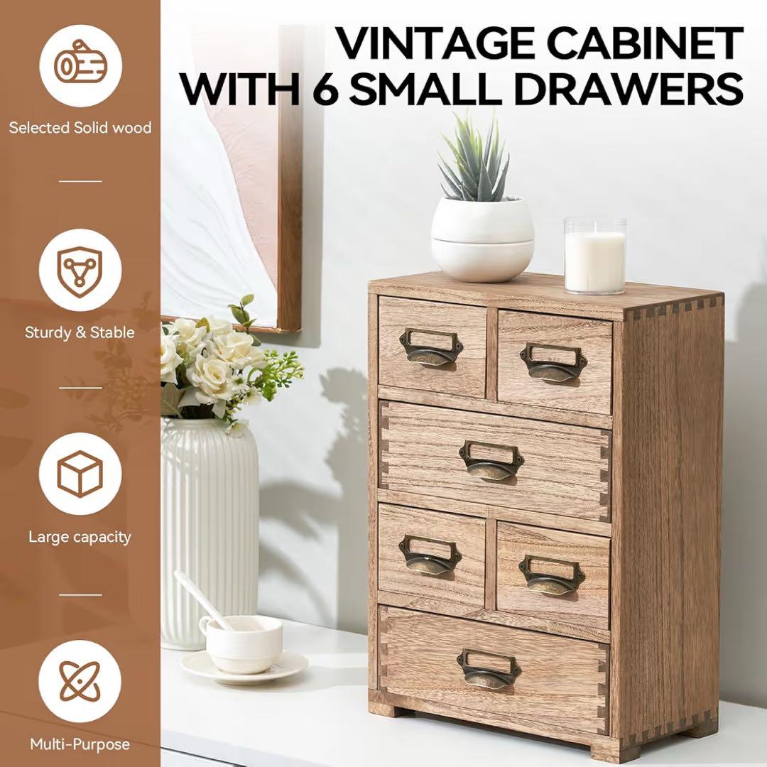 木製収納キャビネットオーガナイザー デスクトップストレージ引き出しホームオフィス