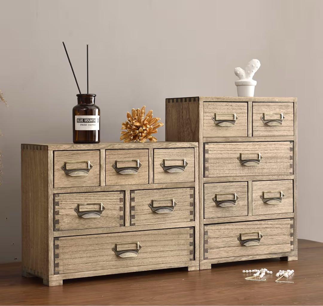 木製収納キャビネットオーガナイザー デスクトップストレージ引き出しホームオフィス