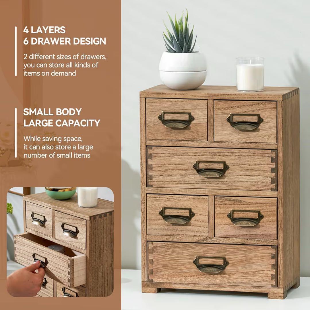 木製収納キャビネットオーガナイザー デスクトップストレージ引き出しホームオフィス