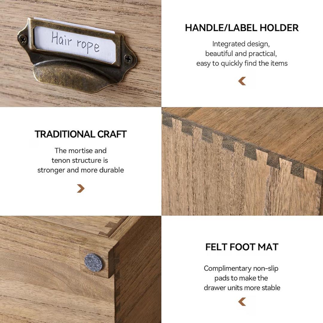 木製収納キャビネットオーガナイザー デスクトップストレージ引き出しホームオフィス