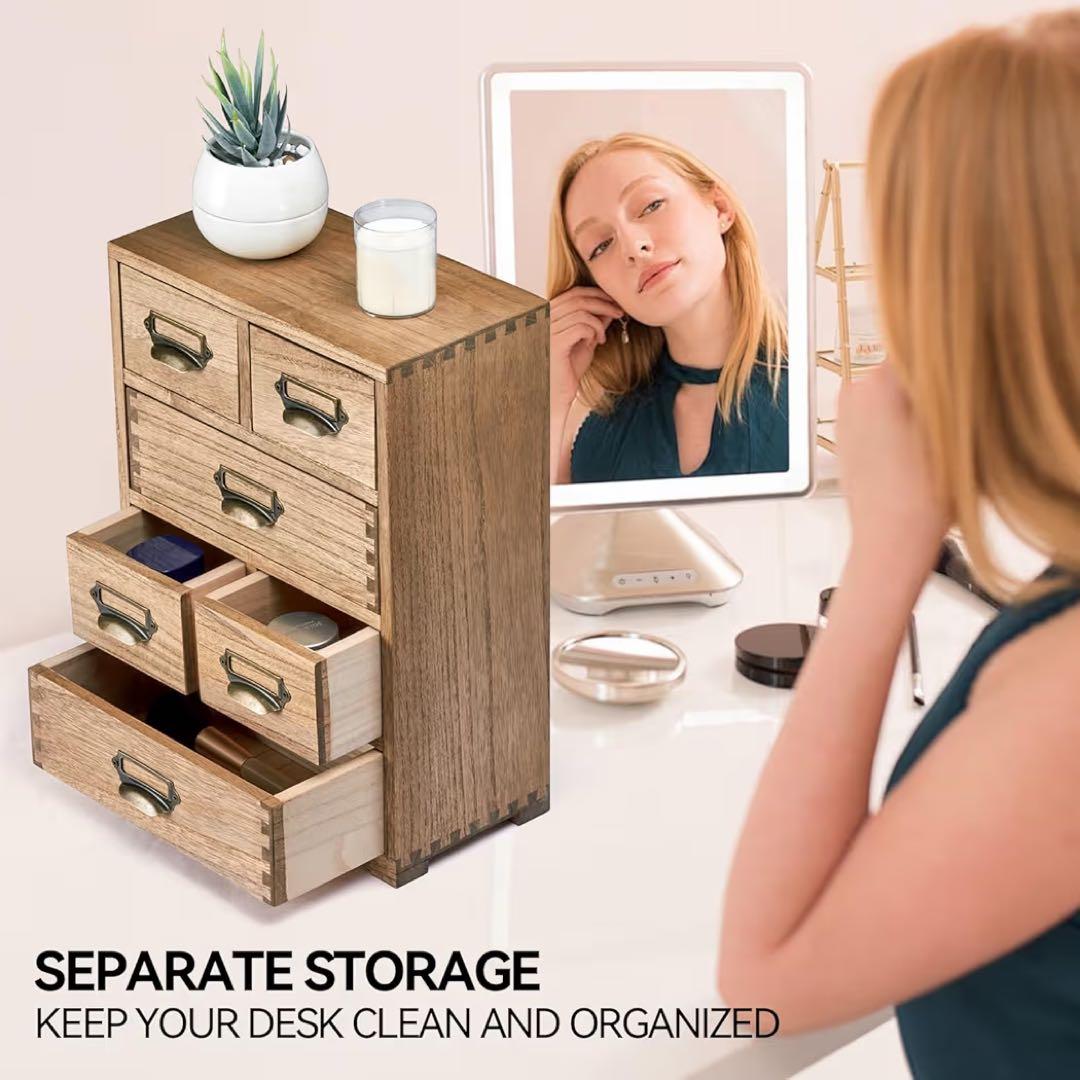 木製収納キャビネットオーガナイザー デスクトップストレージ引き出しホームオフィス