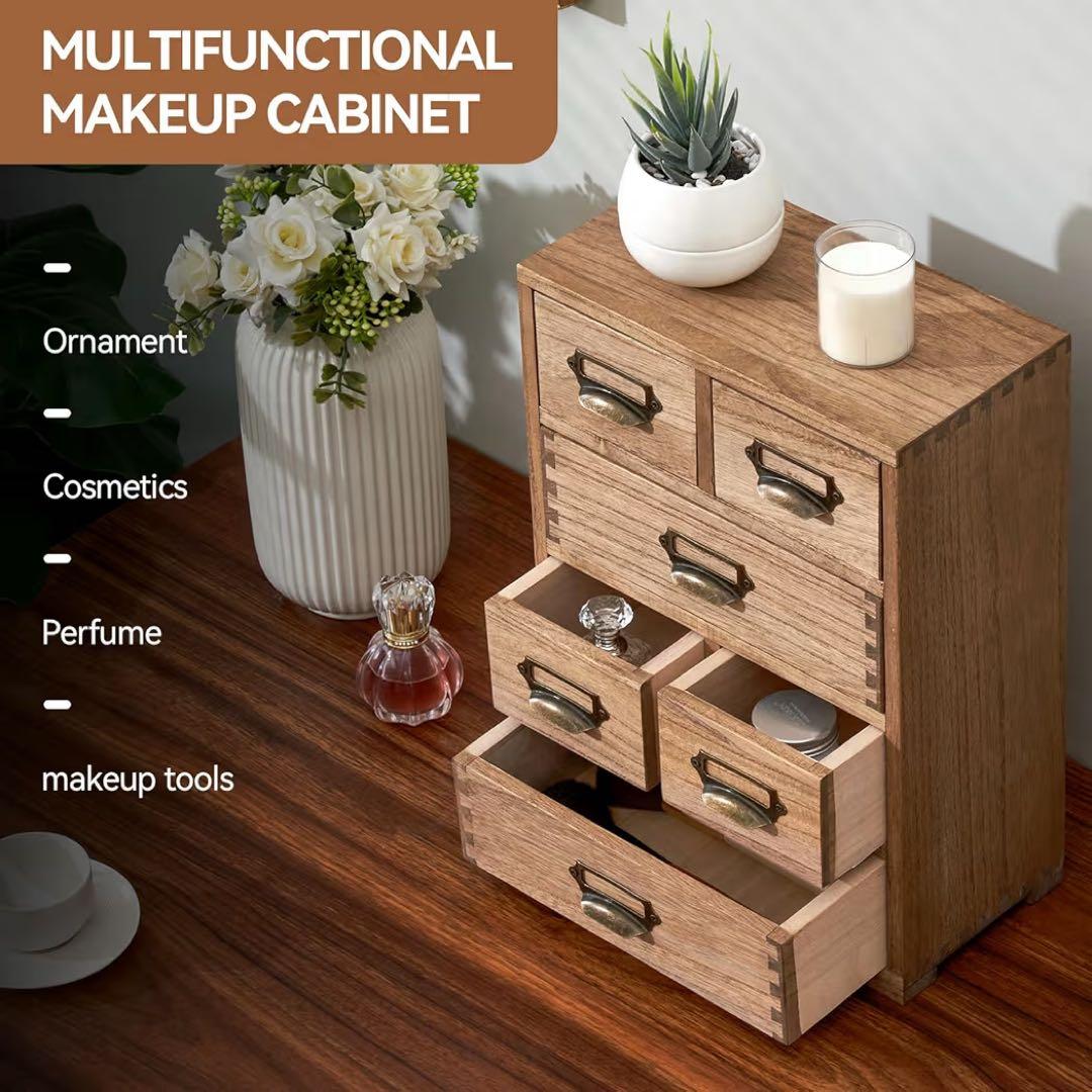 木製収納キャビネットオーガナイザー デスクトップストレージ引き出しホームオフィス