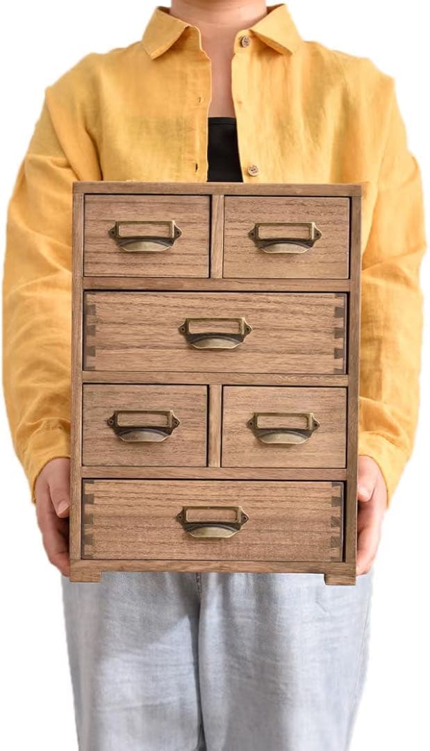 木製収納キャビネットオーガナイザー デスクトップストレージ引き出しホームオフィス