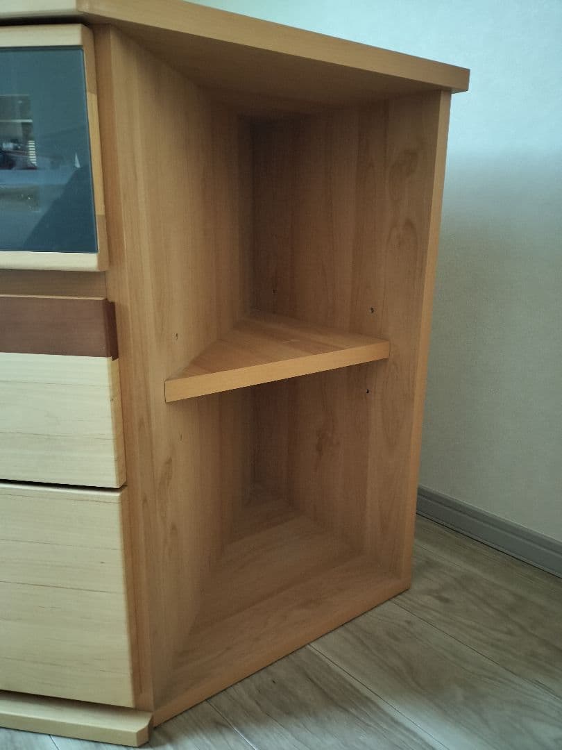 テレビボード　木製六角形テレビ台 引き出し付き