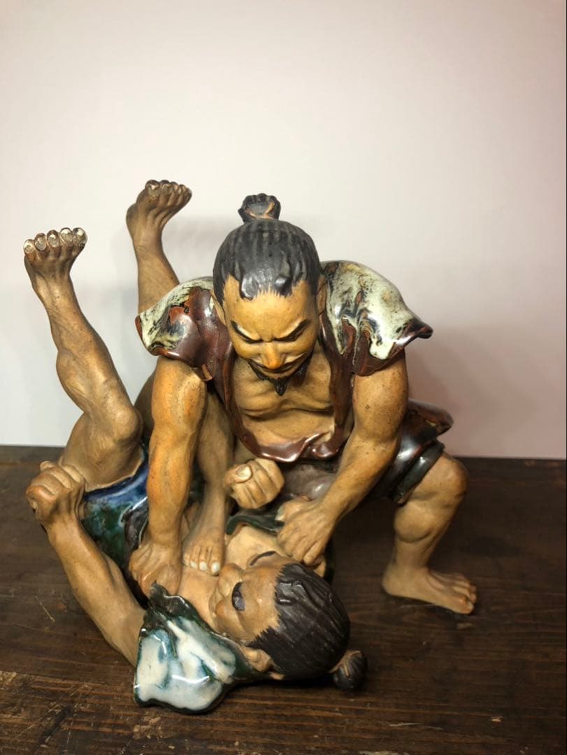 隅田焼 石黒香香 相撲 人形 明治時代