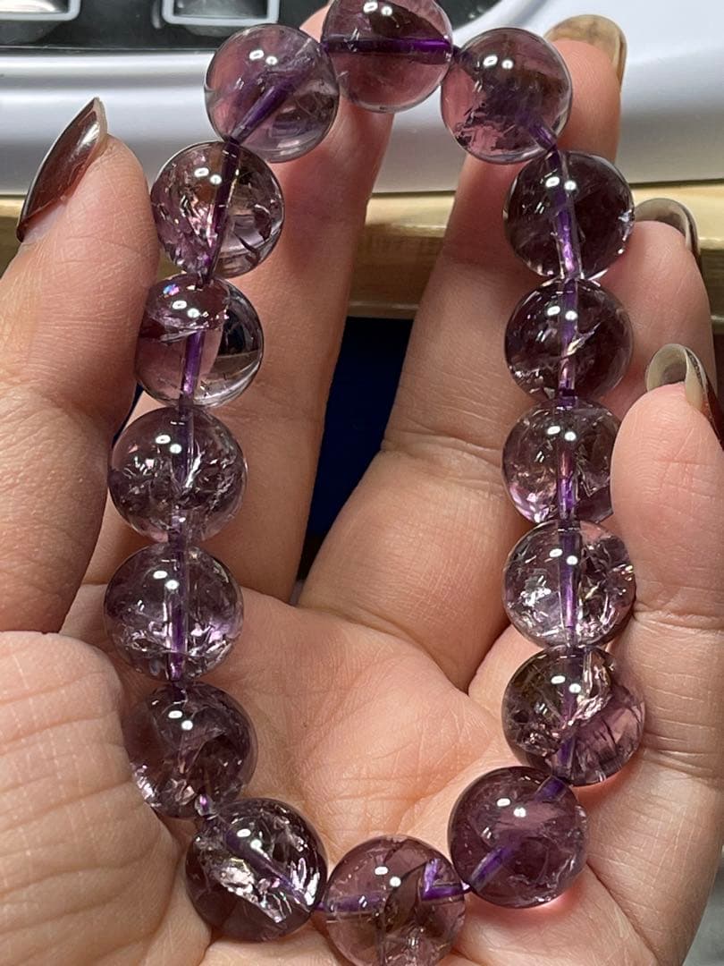 綺麗　天然石　アメジストクラスターと　ブレスレット13.3ミリ　2点セット
